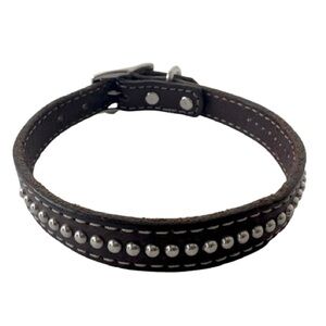 Weaver Brown Leather Silver Studded Outlaw Dog Collar 15”